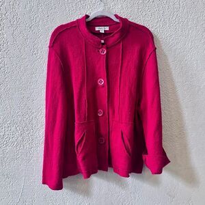 Coldwater Creek Wool Rayon Jacket Coat Blazer Sz XL Funky Pockets Boho
